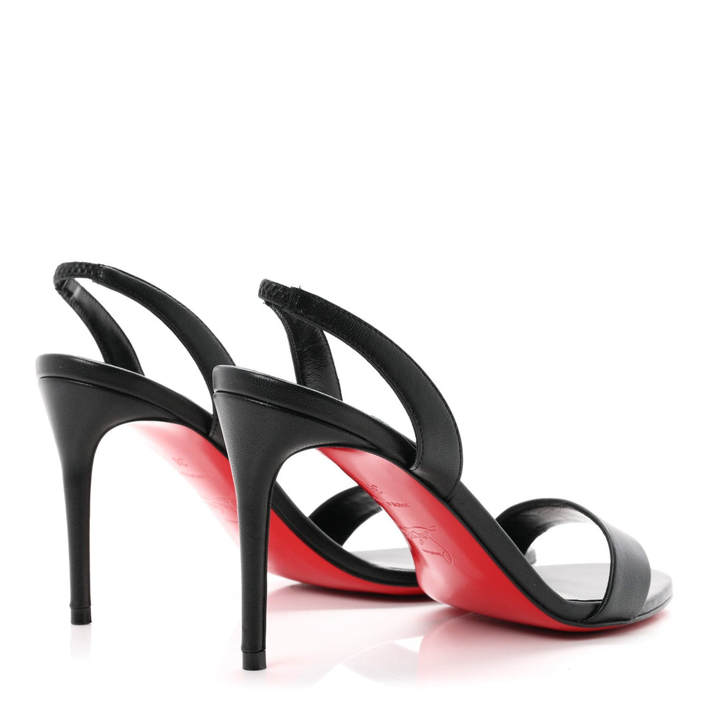 Calfskin O Marylin 85 Slingback Sandal Heels 36 Black