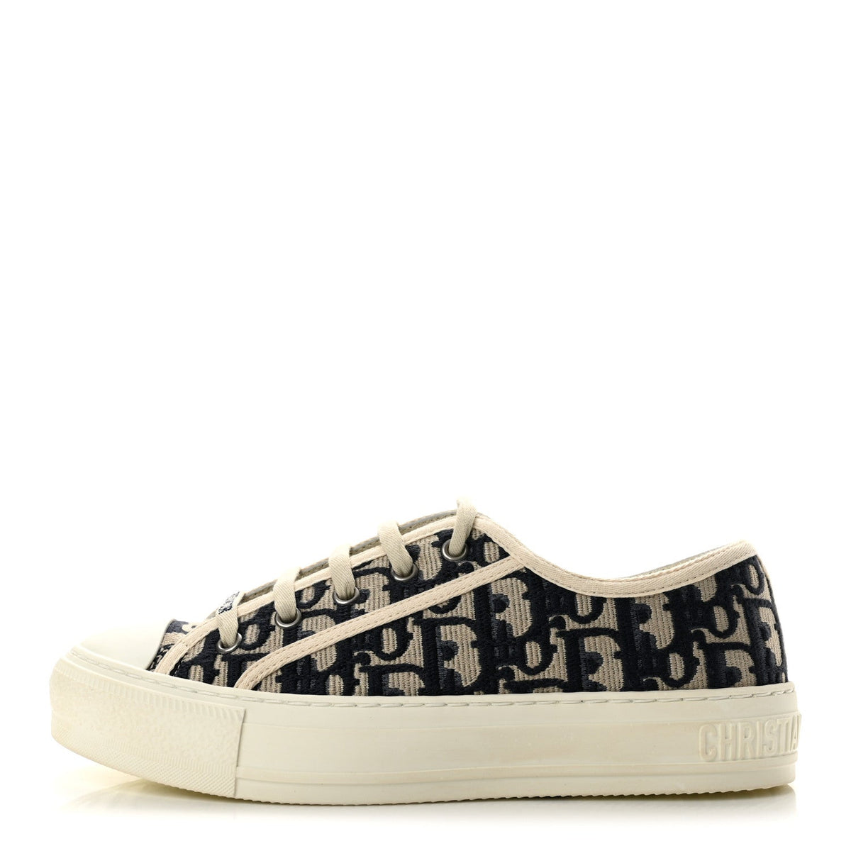 Canvas Oblique Walk 'N' Dior Low Top Sneakers 37.5 Deep Blue