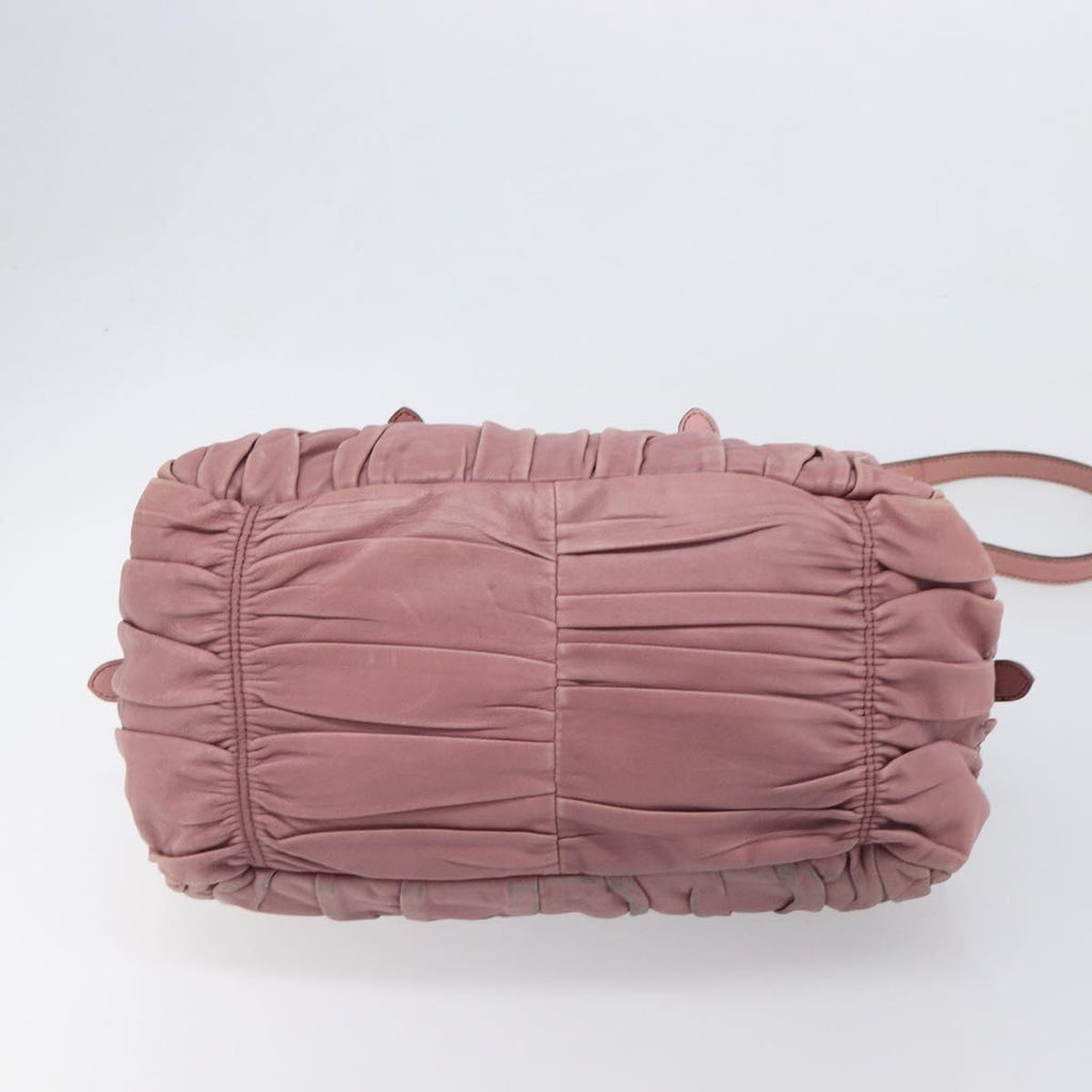 PRADA Hand Bag Leather 2way Pink Silver Auth 197673