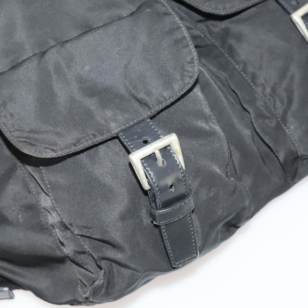 PRADA Backpack Nylon Black Silver Auth 197878