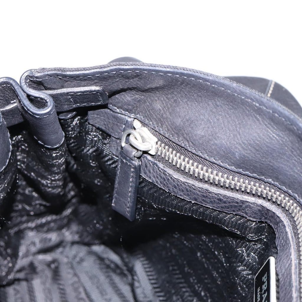 PRADA Shoulder Bag Nylon Black Silver Auth 199517V