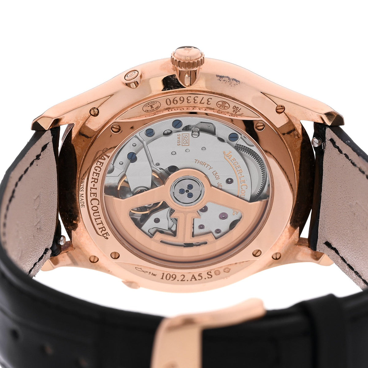18K Rose Gold Alligator 39mm Master Ultra Thin Moon Automatic Watch Q1362511
