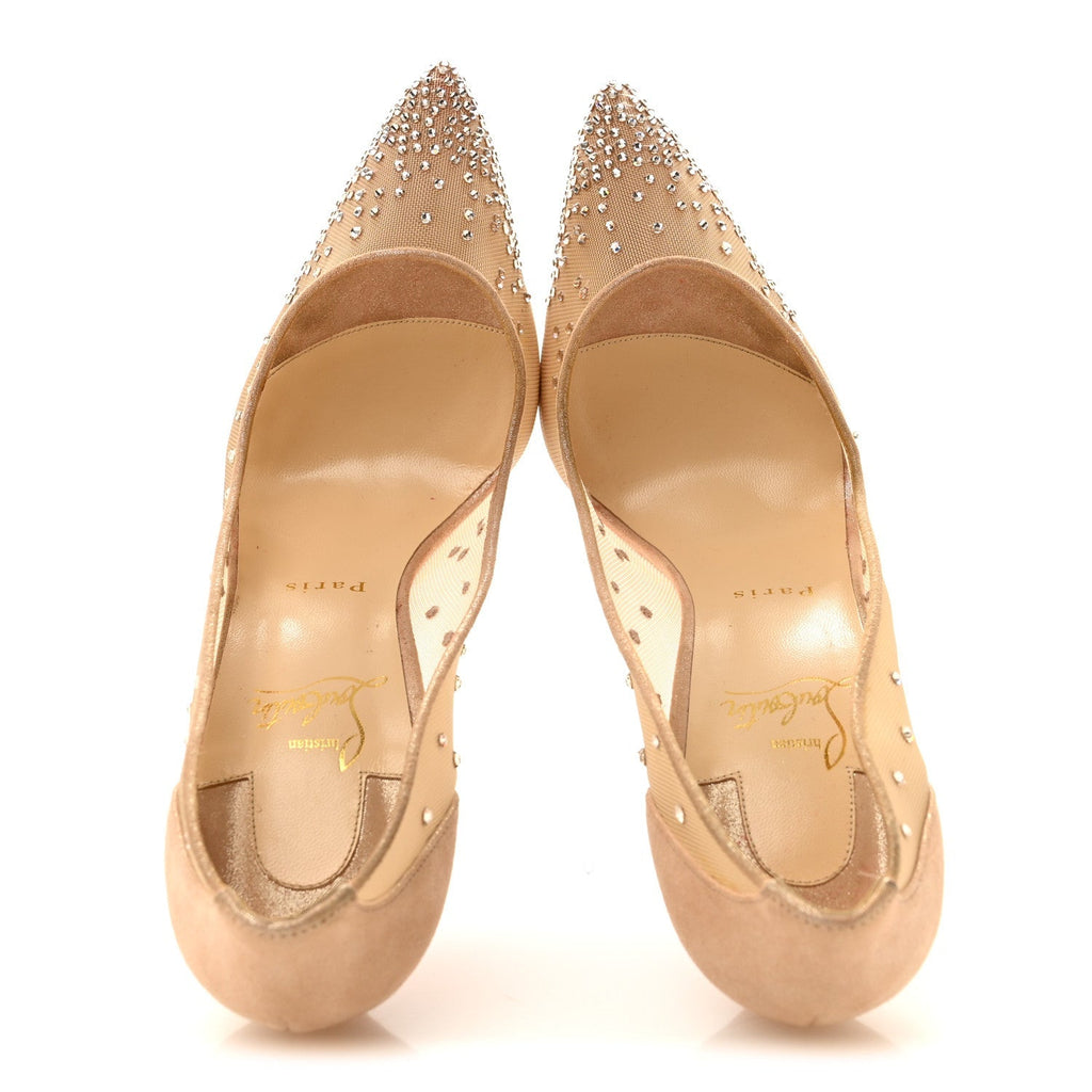 Suede Lame Crystal Strass Follies 100 Pumps 40 Light Silk