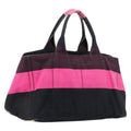 PRADA Canapa GM Hand Bag Canvas Black Pink Auth 201284