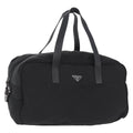 PRADA Hand Bag Nylon Black Silver Auth 201394A