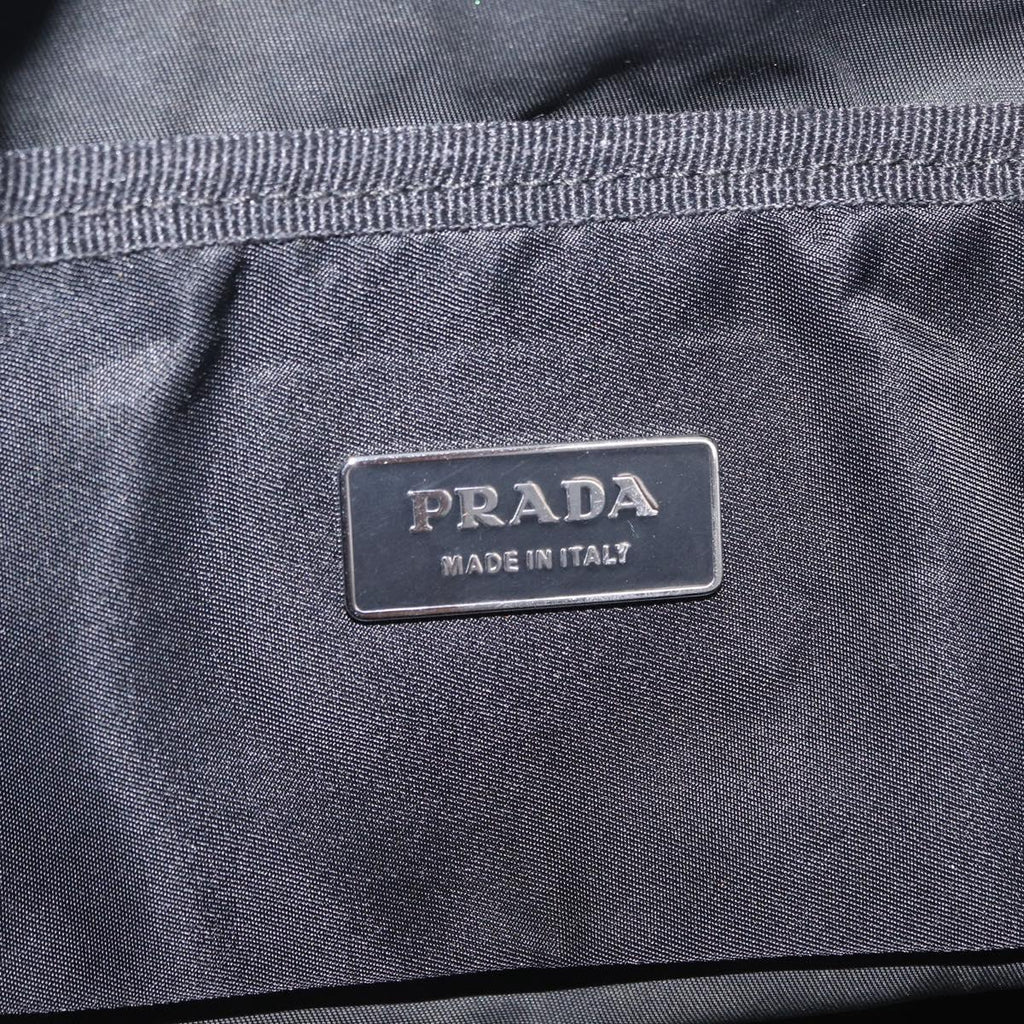 PRADA Hand Bag Nylon Black Silver Auth 201394A