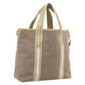 PRADA Hand Bag Jacquard Beige Gold Auth 202467
