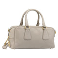 PRADA Hand Bag Saffiano leather Gray Gold Auth 204120V