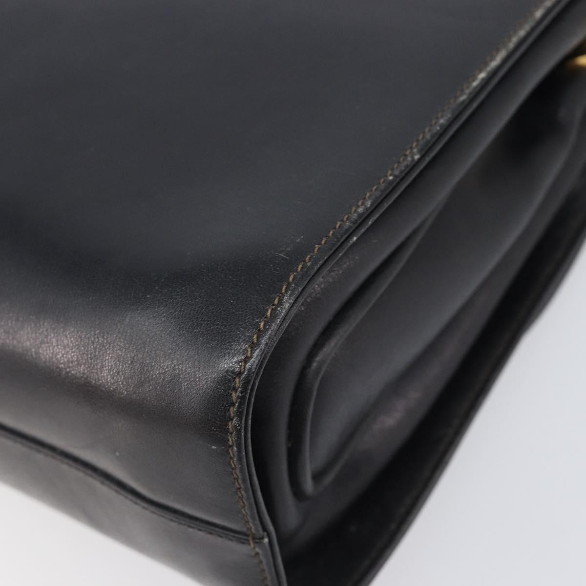 GUCCI Shoulder Bag Leather Black Gold 99 001 3414 Auth 204427