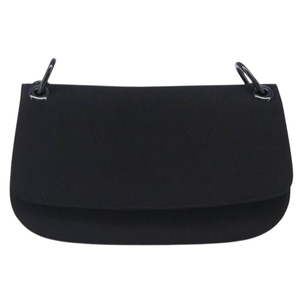 PRADA Plastic Chain Shoulder Bag Cotton Black Auth 204708V