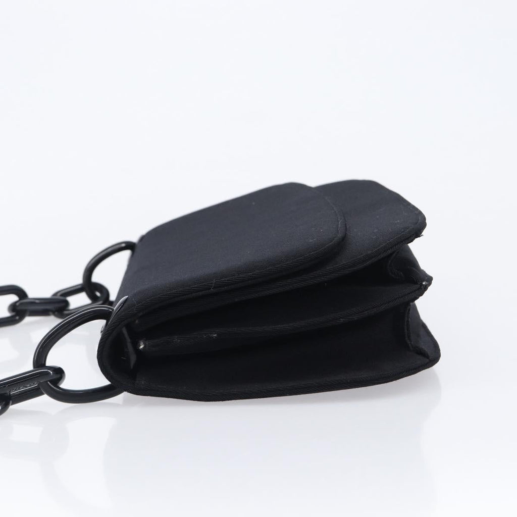 PRADA Plastic Chain Shoulder Bag Cotton Black Auth 204708V