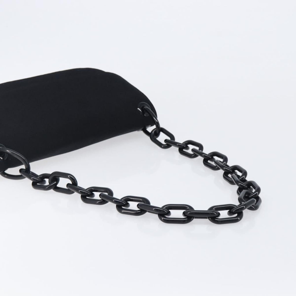 PRADA Plastic Chain Shoulder Bag Cotton Black Auth 204708V