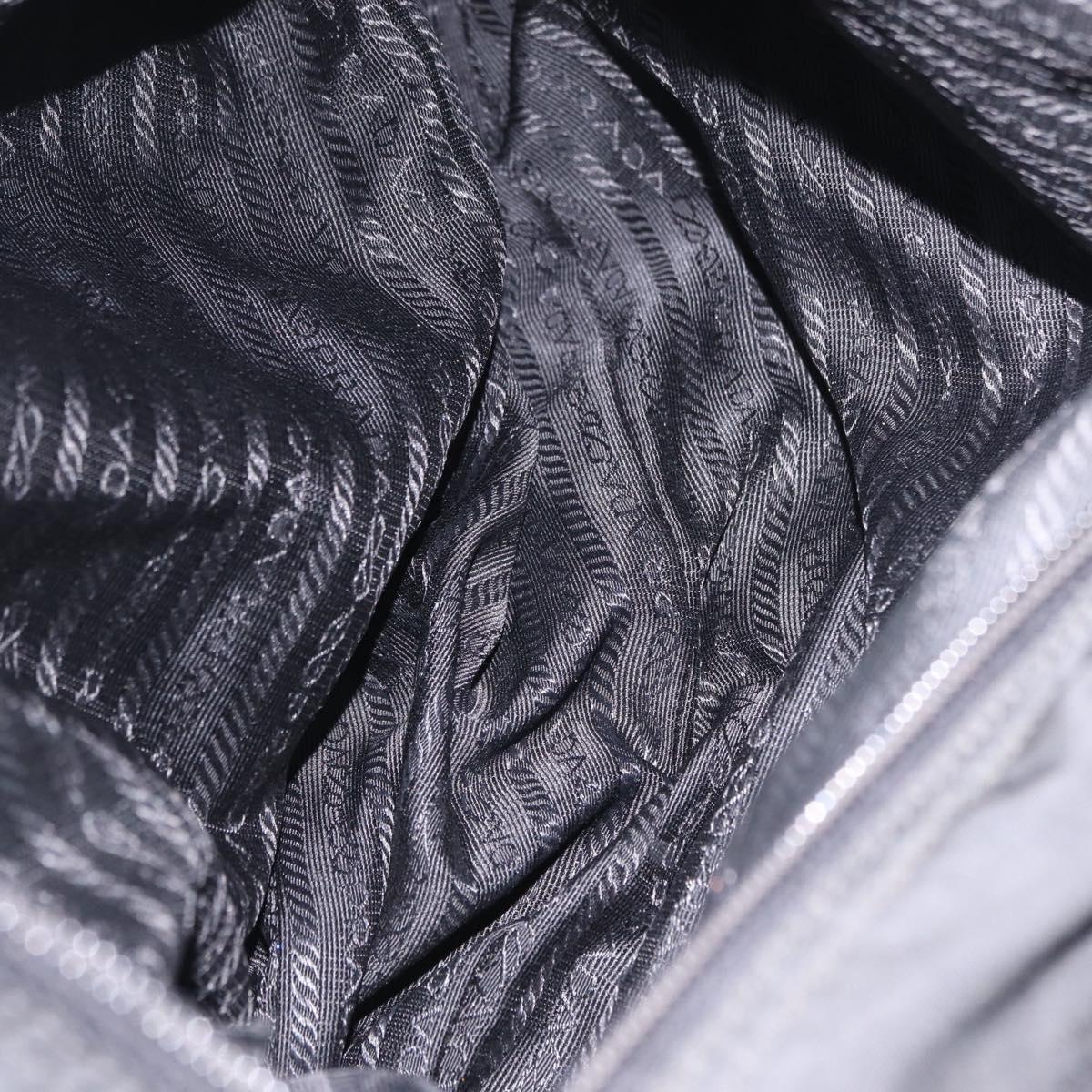 PRADA Shoulder Bag Nylon Black Silver Auth 205048