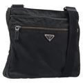 PRADA Shoulder Bag Nylon Black Silver Auth 205158