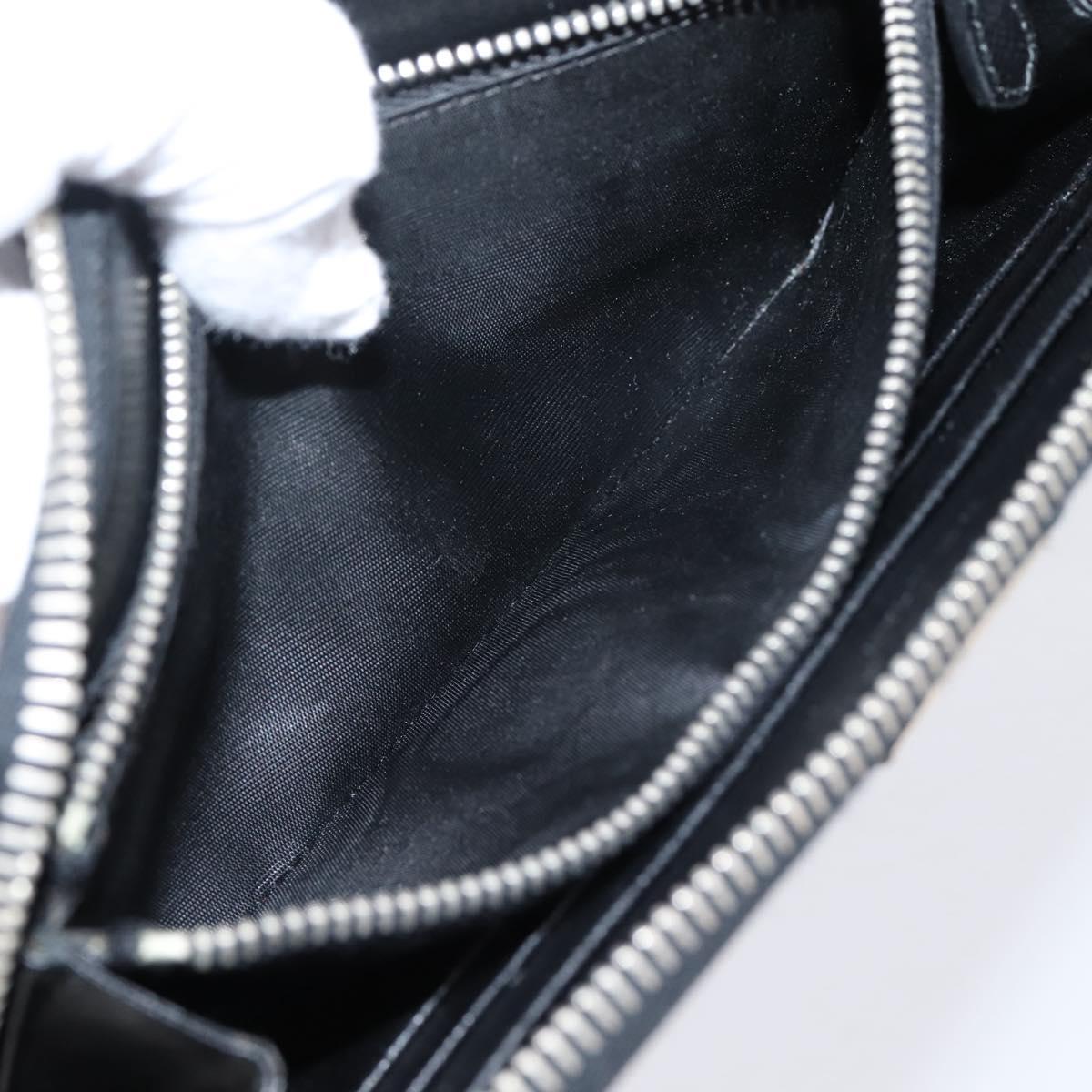 PRADA Long Wallet Saffiano leather Black Silver Auth 205215V
