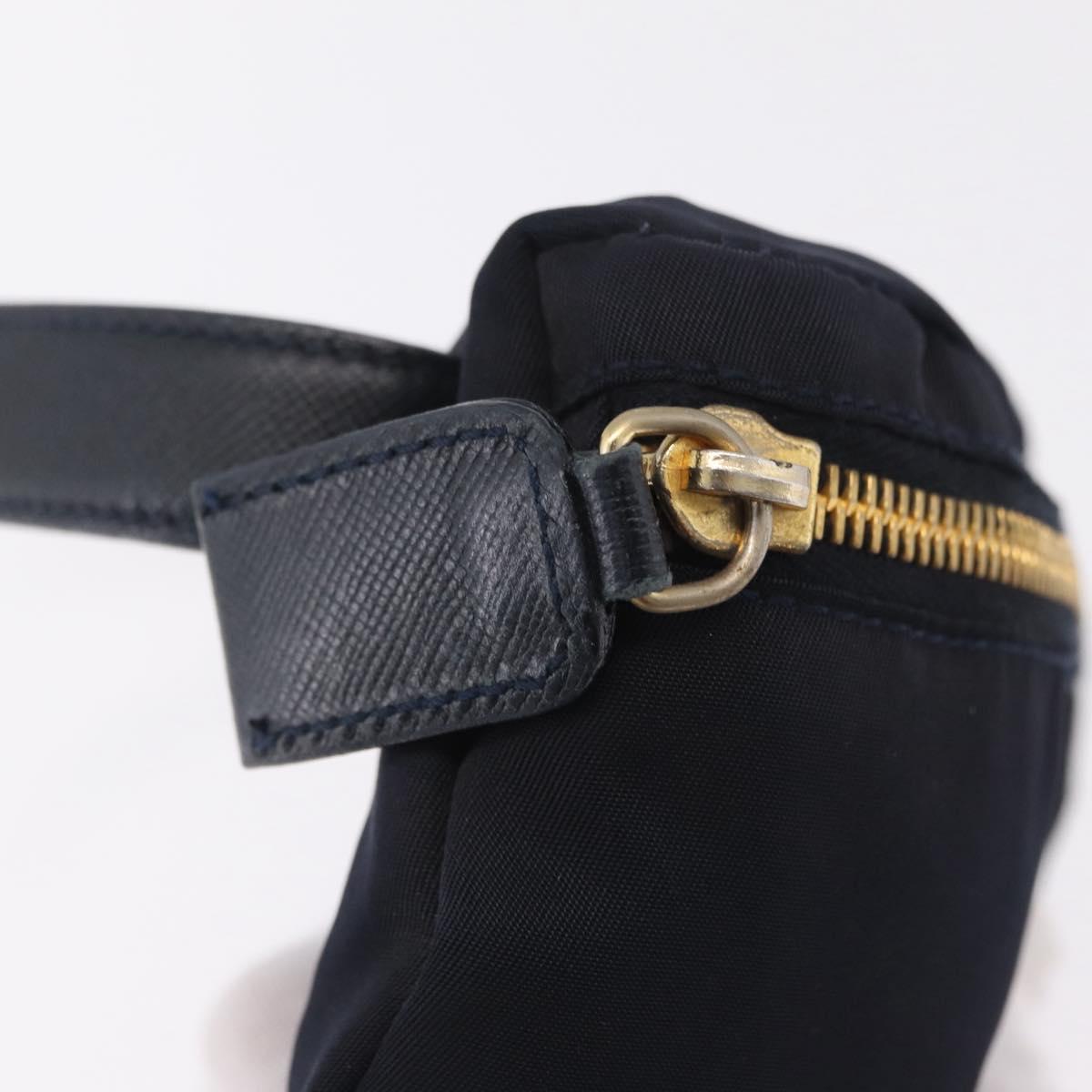 PRADA Waist bag Nylon Navy Gold Auth 205227