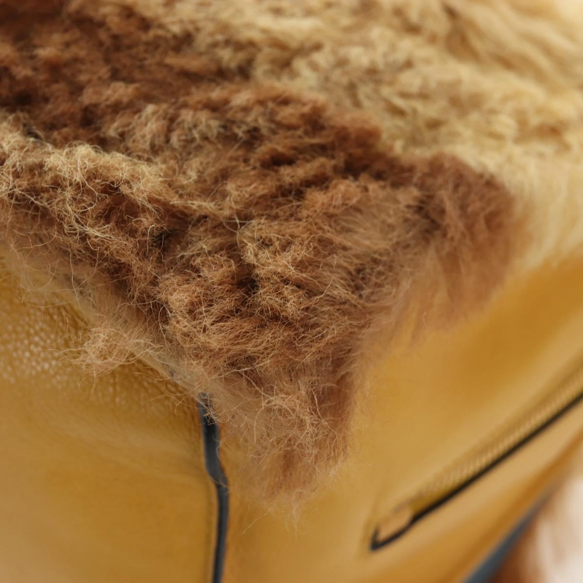PRADA Shoulder Bag Fur 2way Yellow Gold Auth 205953M
