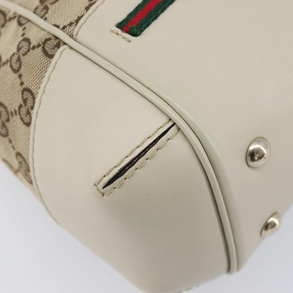 GUCCI GG Canvas Web Sherry Line Hand Bag Beige Gold 269894 Auth 206539A