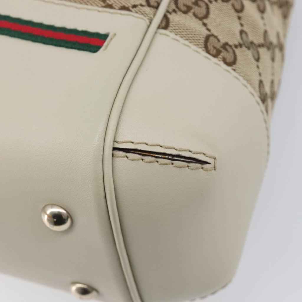 GUCCI GG Canvas Web Sherry Line Hand Bag Beige Gold 269894 Auth 206539A