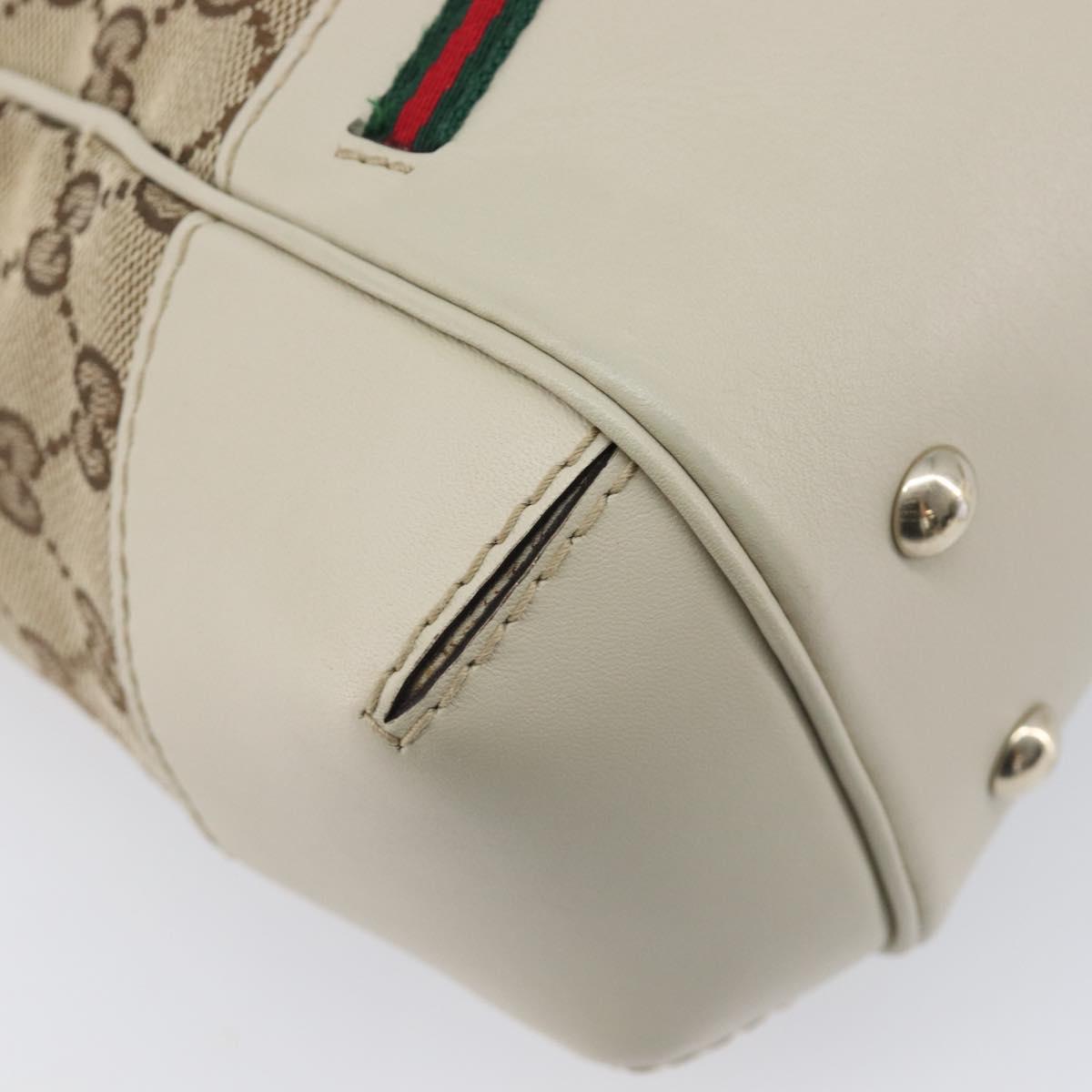 GUCCI GG Canvas Web Sherry Line Hand Bag Beige Gold 269894 Auth 206539A