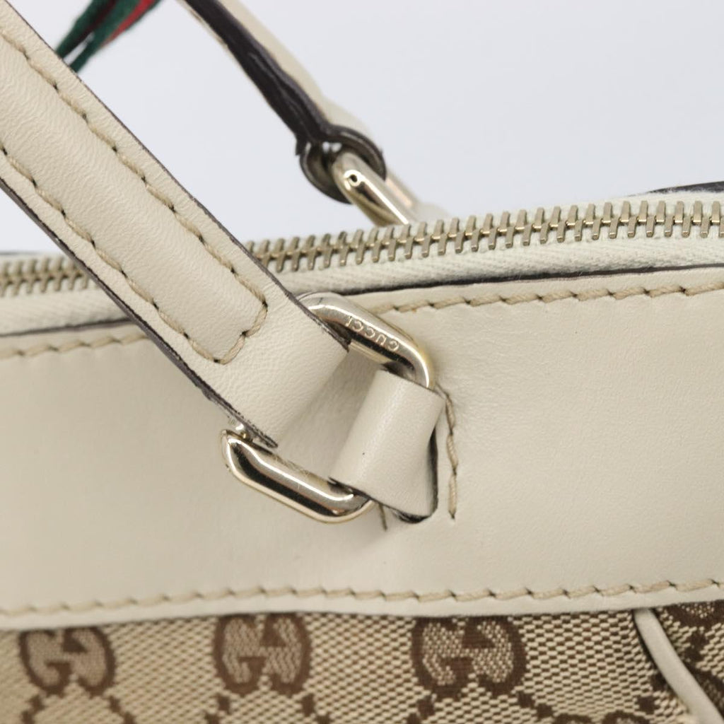 GUCCI GG Canvas Web Sherry Line Hand Bag Beige Gold 269894 Auth 206539A