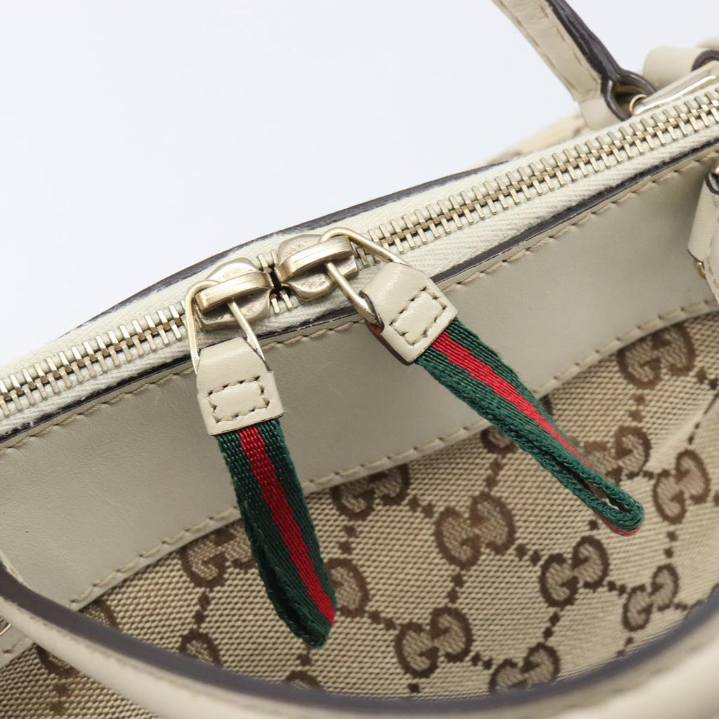 GUCCI GG Canvas Web Sherry Line Hand Bag Beige Gold 269894 Auth 206539A