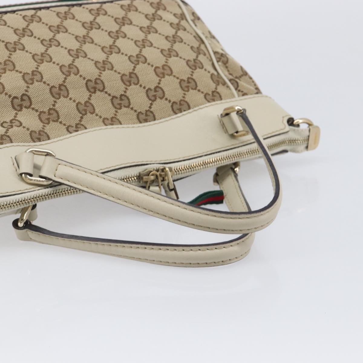 GUCCI GG Canvas Web Sherry Line Hand Bag Beige Gold 269894 Auth 206539A