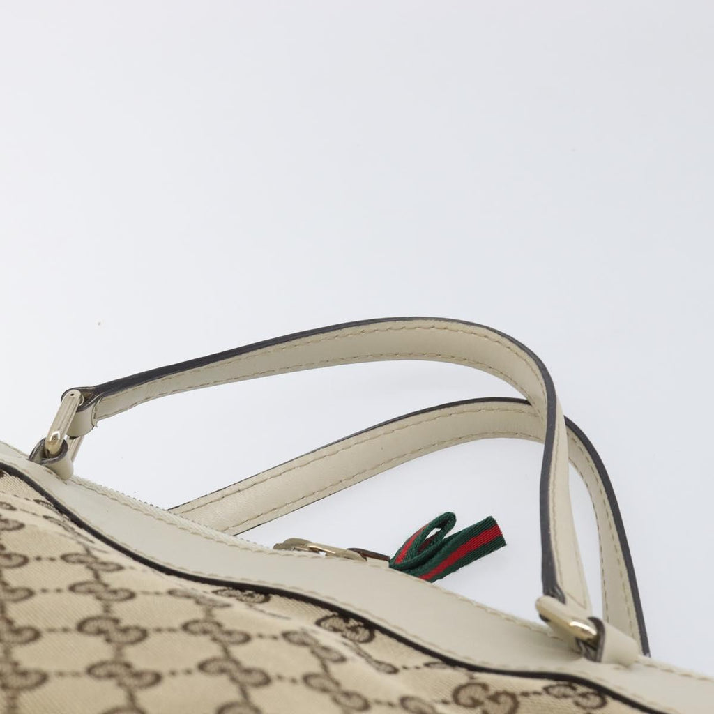 GUCCI GG Canvas Web Sherry Line Hand Bag Beige Gold 269894 Auth 206539A