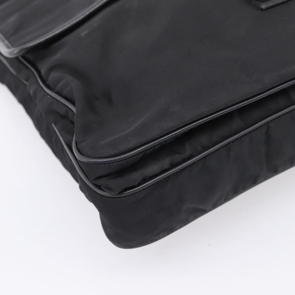 PRADA Shoulder Bag Nylon Black Silver Auth 206732