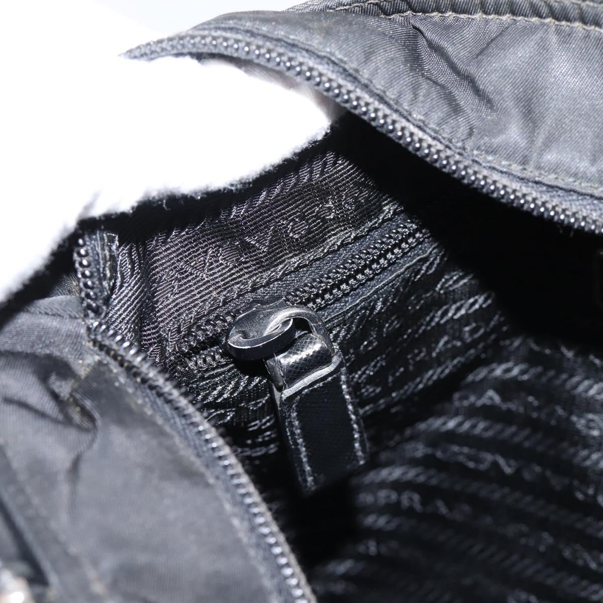 PRADA Shoulder Bag Nylon Black Silver Auth 206732