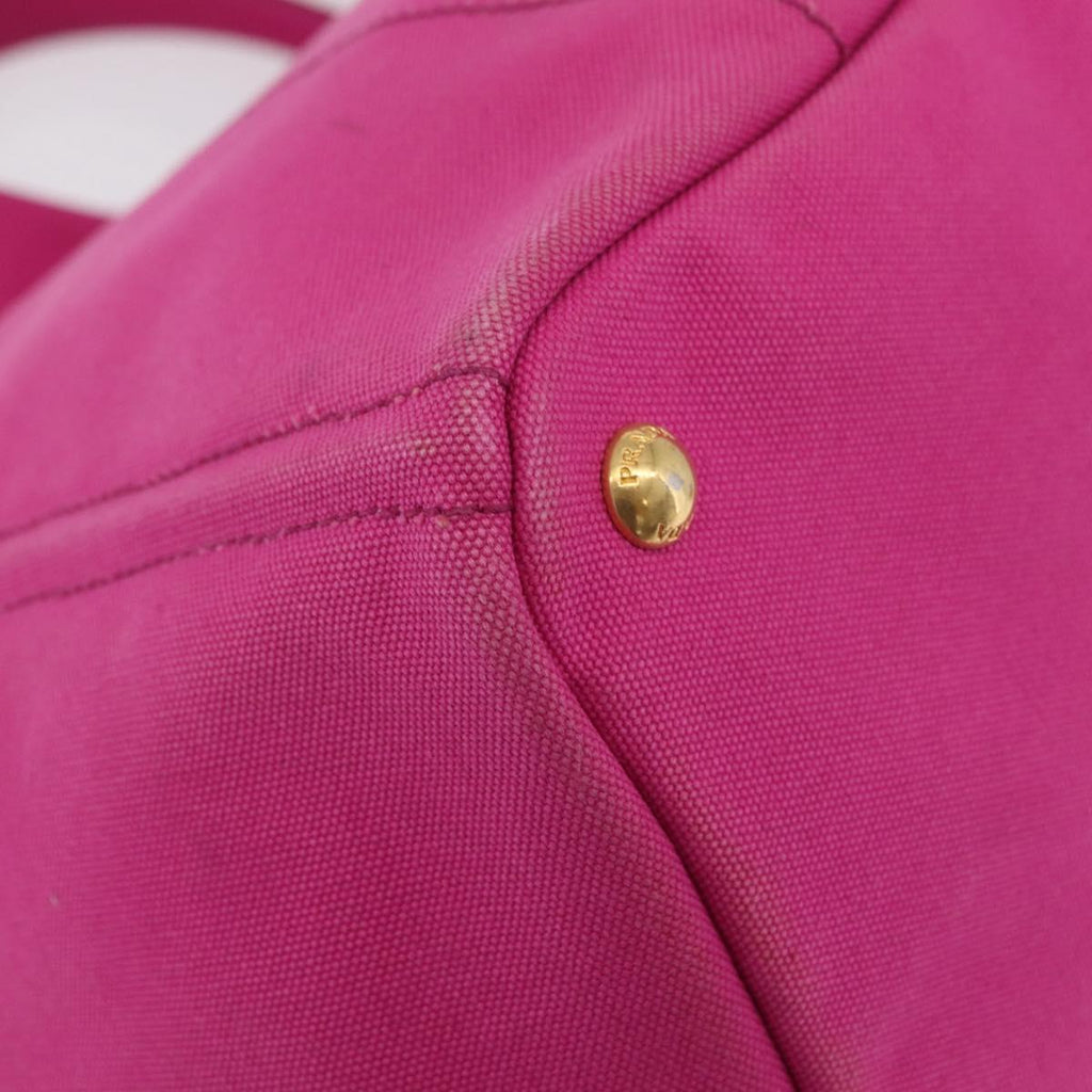 PRADA Canapa L Hand Bag Canvas Pink Gold Auth 206733A