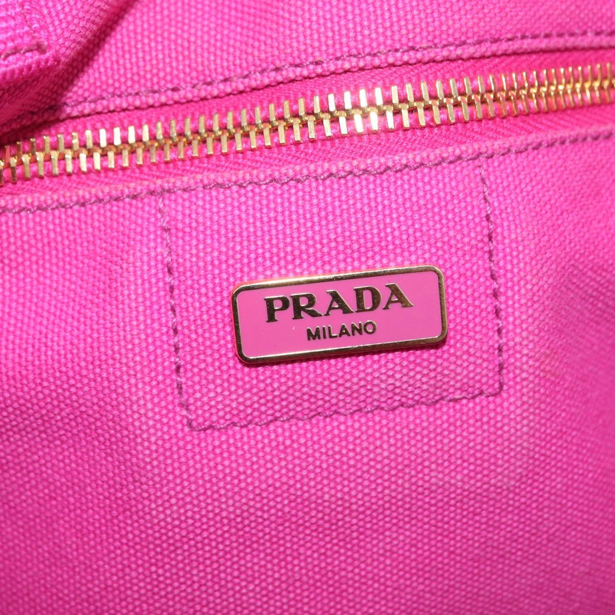 PRADA Canapa L Hand Bag Canvas Pink Gold Auth 206733A