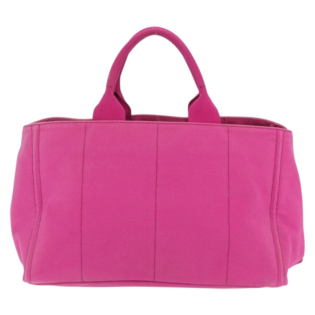 PRADA Canapa L Hand Bag Canvas Pink Gold Auth 206733A