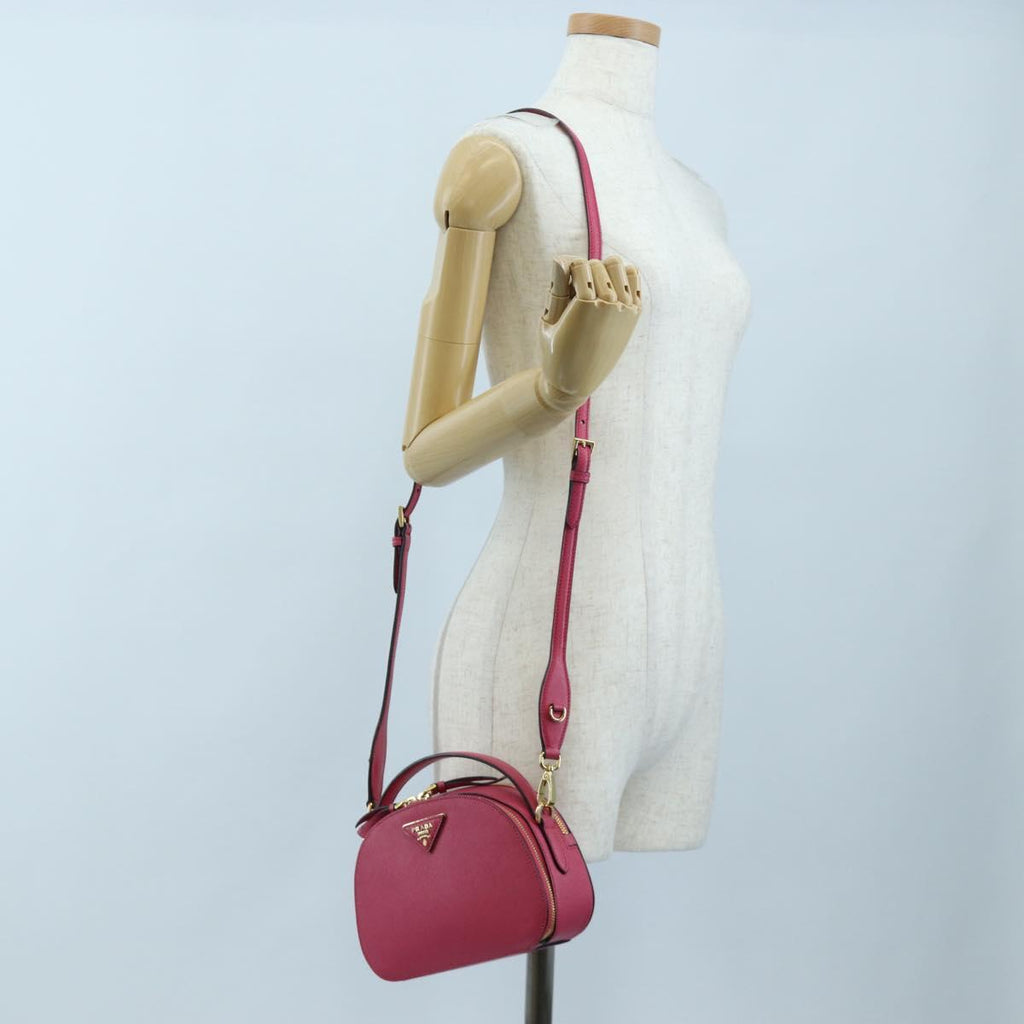 PRADA Hand Bag Safiano Leather 2way Pink Gold Auth 206787V
