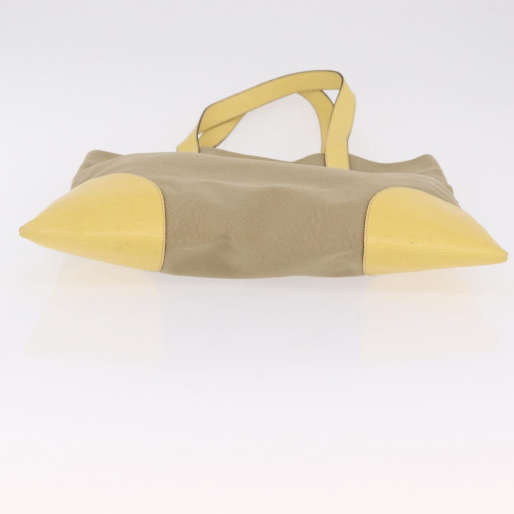 PRADA Hand Bag Canvas Beige Silver Auth 206790A