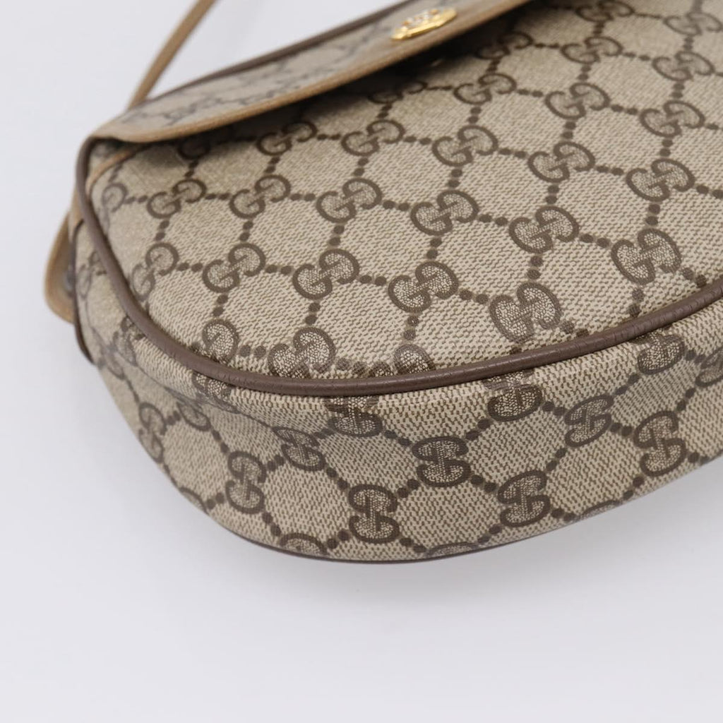 GUCCI GG Supreme Shoulder Bag PVC Beige Gold 56 02 600 Auth 207053