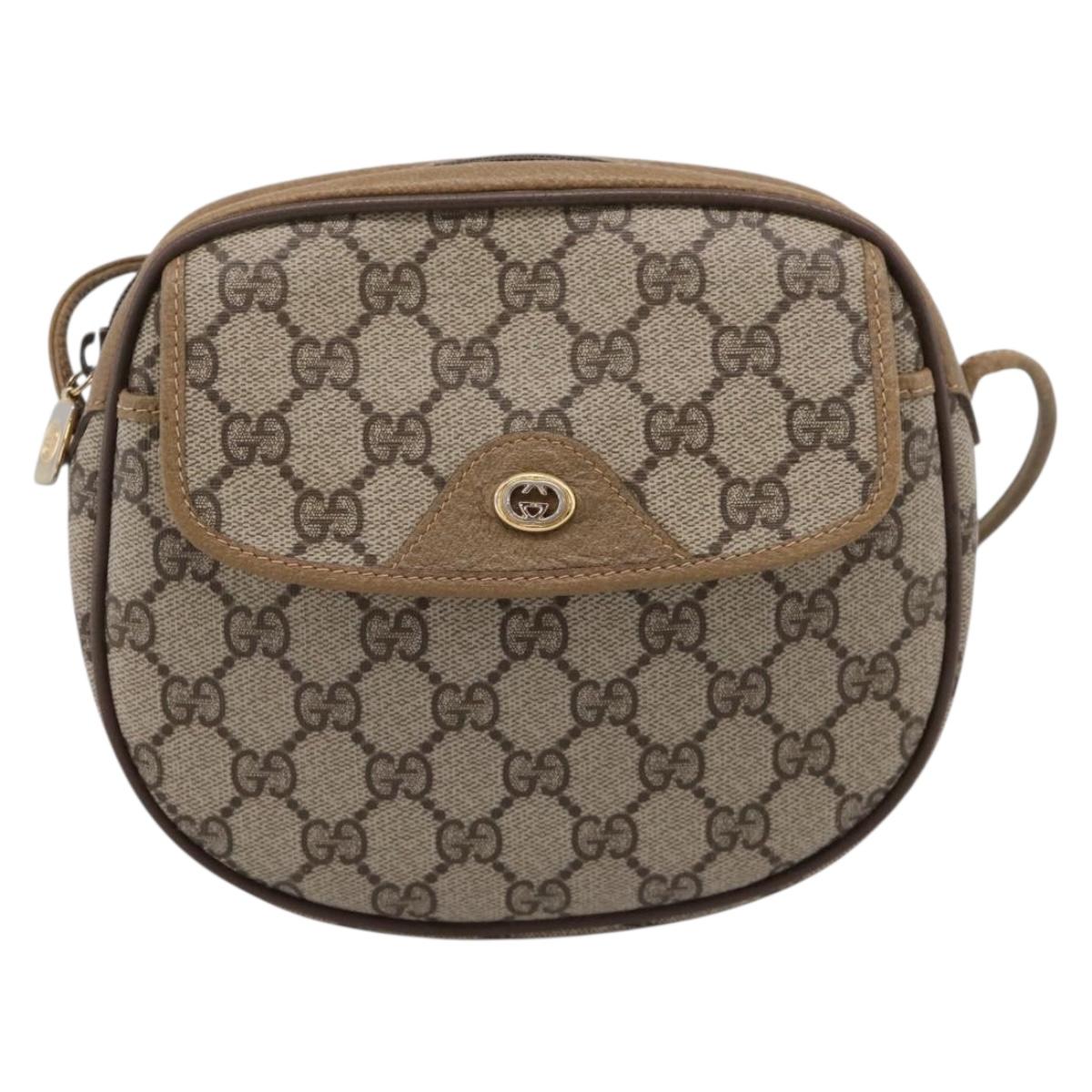 GUCCI GG Supreme Shoulder Bag PVC Beige Gold 56 02 600 Auth 207053