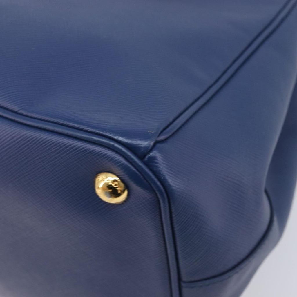 PRADA Galleria Hand Bag Saffiano 2way Blue Gold Auth 207119A