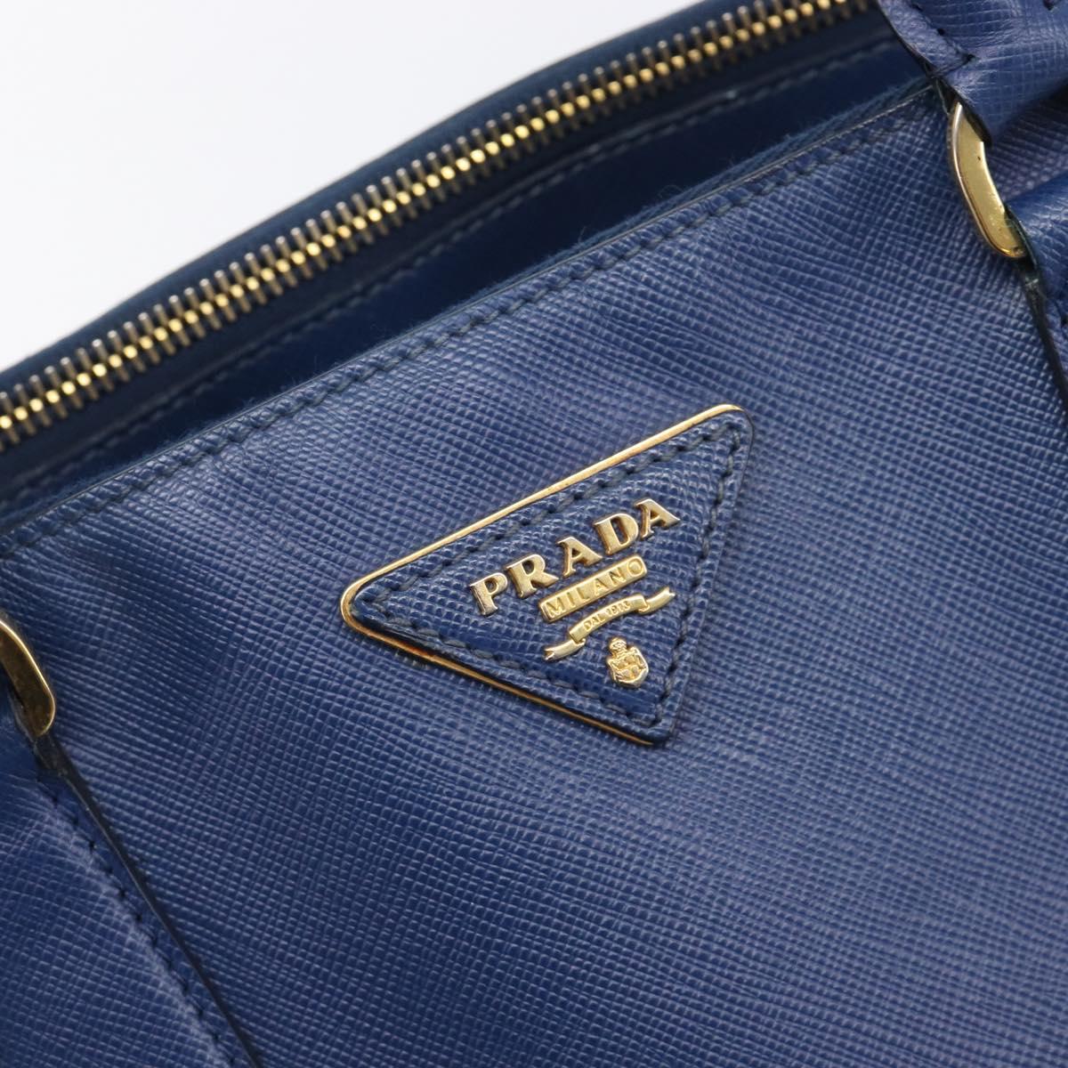 PRADA Galleria Hand Bag Saffiano 2way Blue Gold Auth 207119A