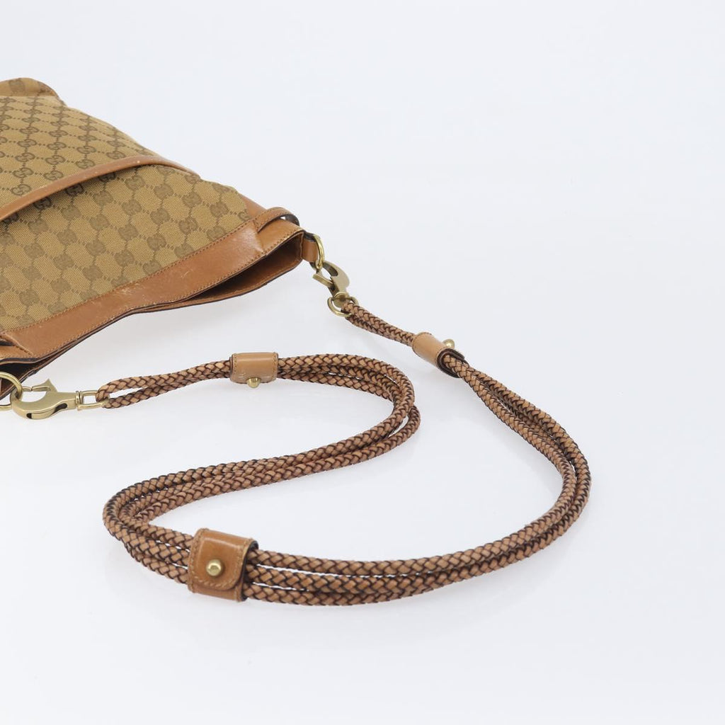 GUCCI GG Canvas Shoulder Bag Brown Gold 109097 Auth 207462