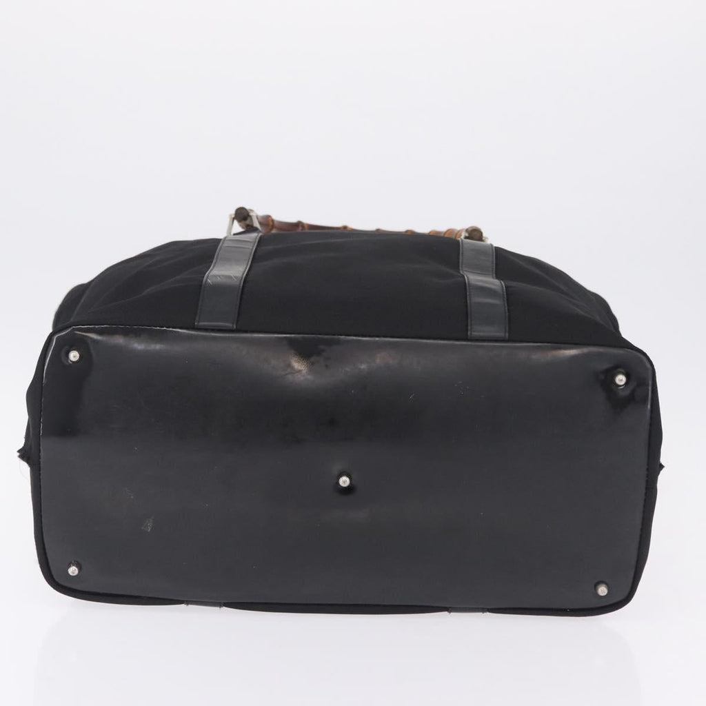 GUCCI Bamboo Hand Bag Canvas Black Silver 002 2058 0412 5 Auth 207757