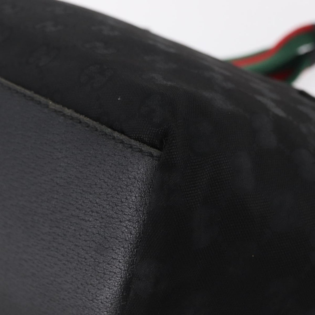 GUCCI GG Canvas Web Sherry Line Hand Bag Nylon Black 131228 Auth 207809A