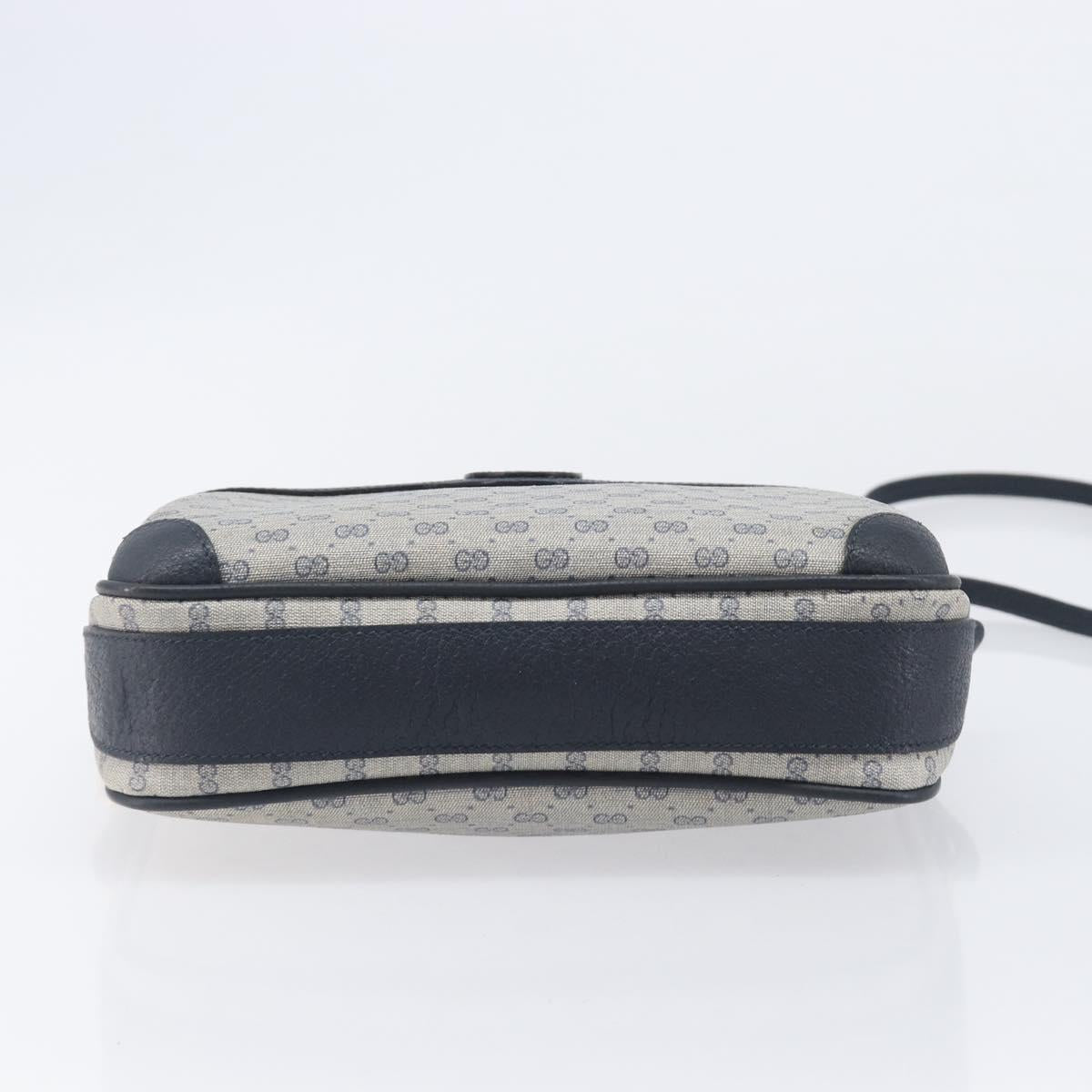 GUCCI Micro GG Supreme Shoulder Bag PVC Navy Gold 007 084 0423 Auth 207844