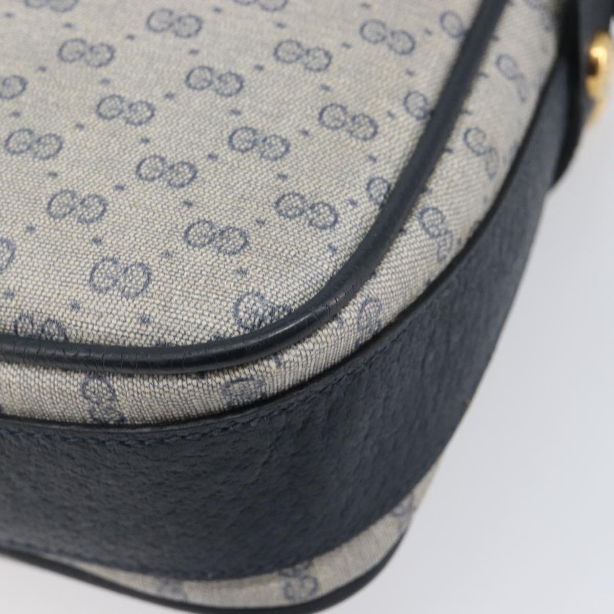 GUCCI Micro GG Supreme Shoulder Bag PVC Navy Gold 007 084 0423 Auth 207844