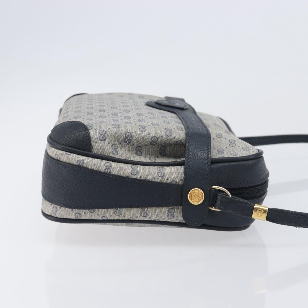 GUCCI Micro GG Supreme Shoulder Bag PVC Navy Gold 007 084 0423 Auth 207844