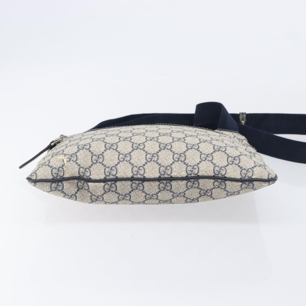 GUCCI GG Supreme Shoulder Bag PVC Navy Silver 295257 Auth 207858