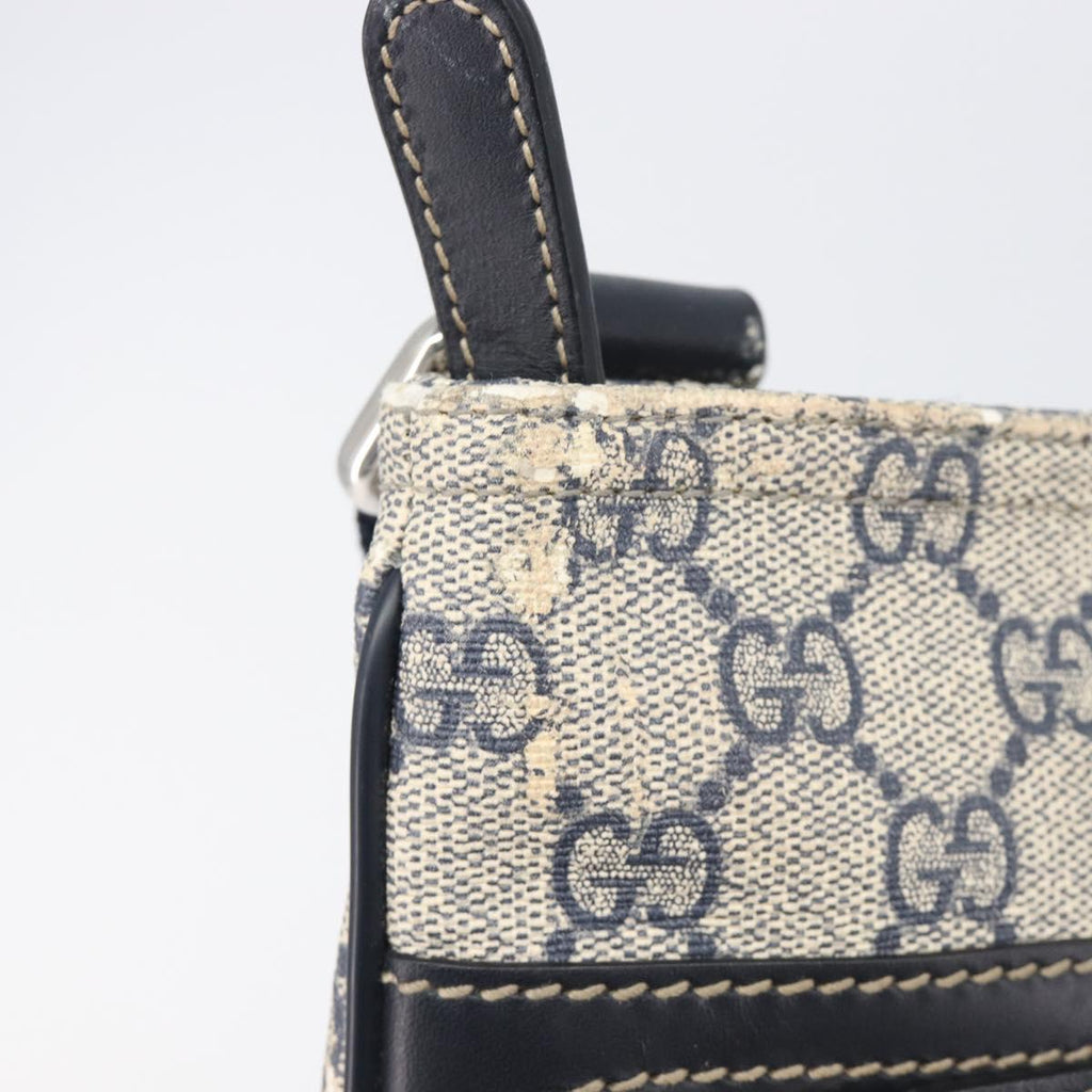 GUCCI GG Supreme Shoulder Bag PVC Navy Silver 295257 Auth 207858