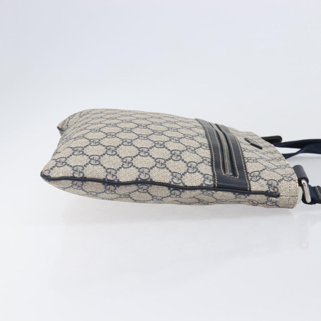 GUCCI GG Supreme Shoulder Bag PVC Navy Silver 295257 Auth 207858