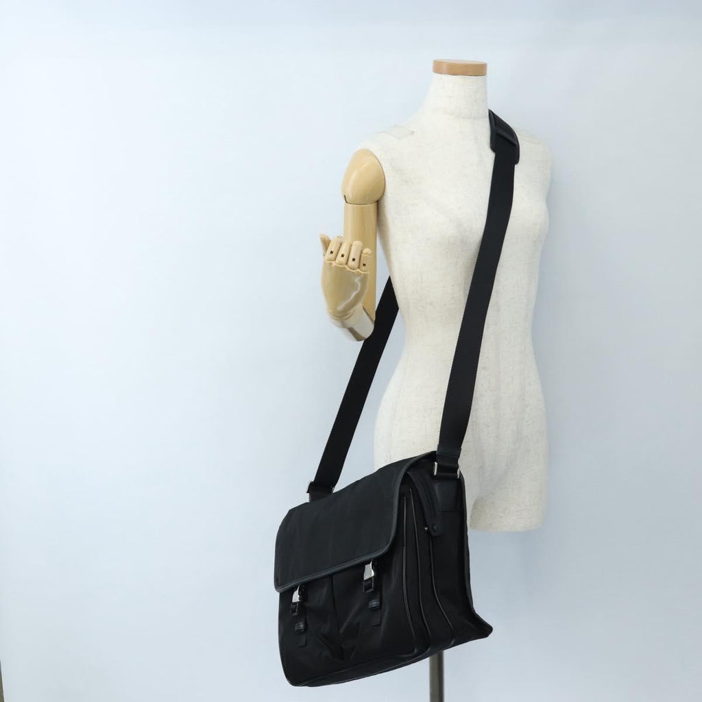 PRADA Shoulder Bag Nylon Black Silver Auth 208092V