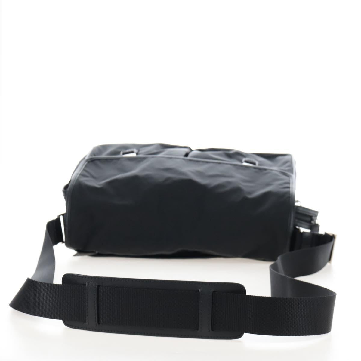PRADA Shoulder Bag Nylon Black Silver Auth 208092V